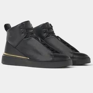 Zara | Shoes | Zara Mens Black High Top Streetwear Sneaker